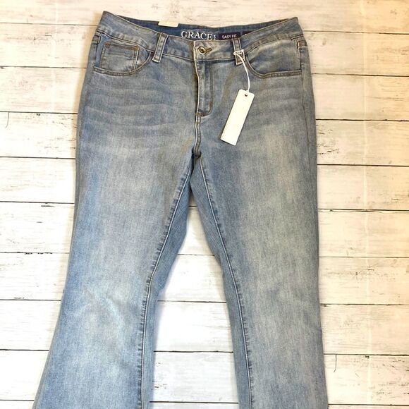 Women’s Grace In La Easy Fit Denim Flare Leg Jeans Pants Size 29 - Picture 2 of 8